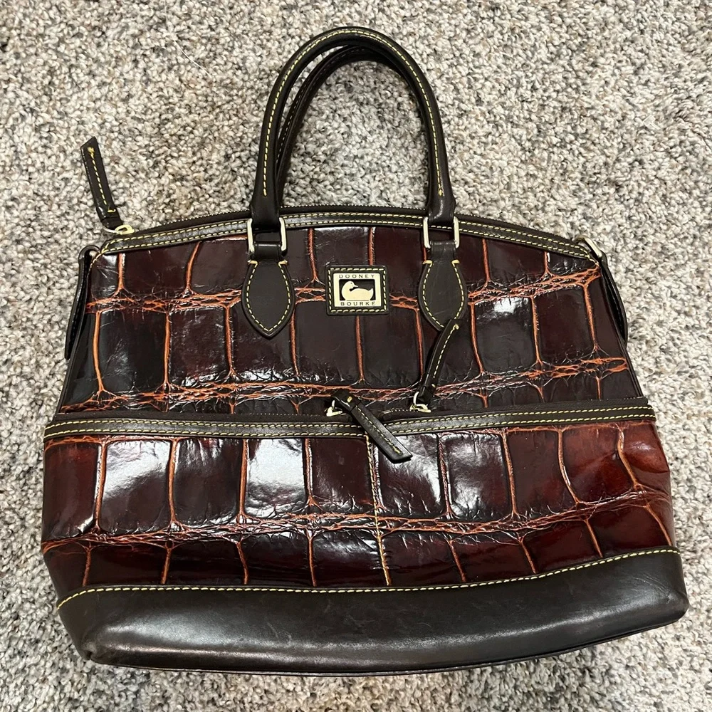 Dooney & Bourke Brown Croc-Embossed Leather Briefcase